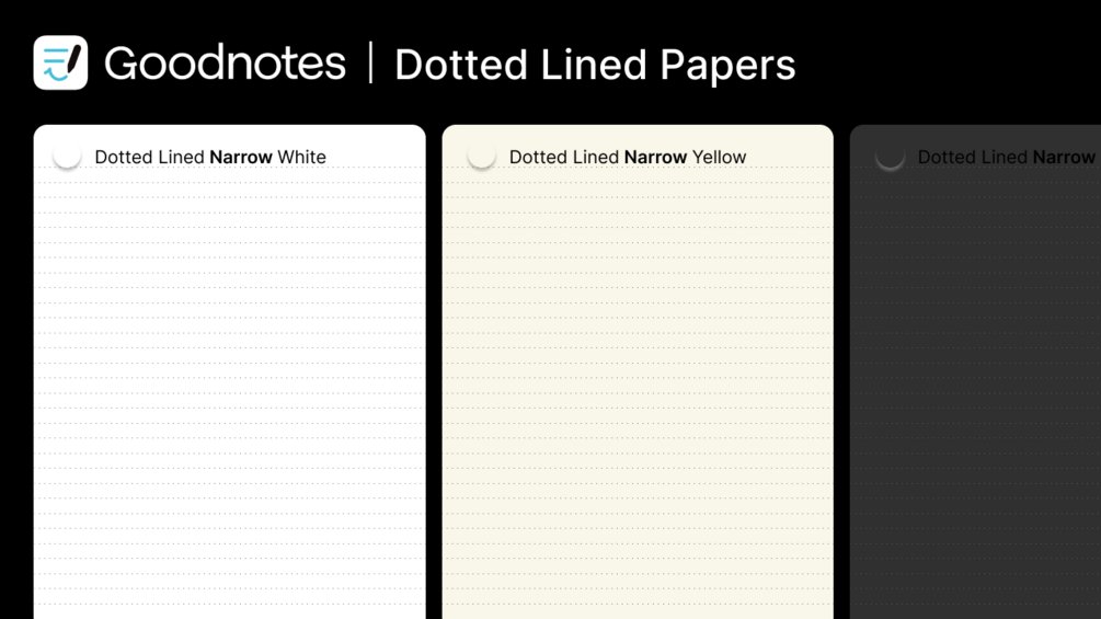 templatestackio's tweet card. Dotted Lined Papers for GoodNotes.There are 3 types of dotted lined paper available for download: narrow, wide, squared. Each is also available in 3 colors: white, yellow, black We hope that this o...