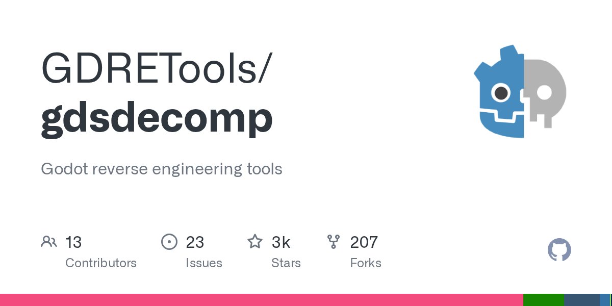 thatsparthbhatt's tweet card. Godot reverse engineering tools. Contribute to GDRETools/gdsdecomp development by creating an account on GitHub.