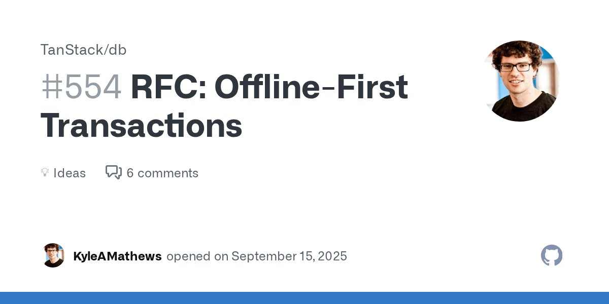 kylemathews's tweet card. (Note: This RFC covers offline mutation persistence and retry - ensuring writes don't get lost when offline. This is distinct from offline data persistence, which involves caching/syncing read ...