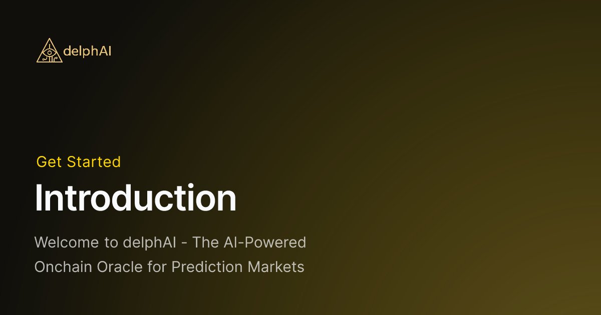 delphai_io's tweet card. Welcome to delphAI - The AI-Powered Onchain Oracle for Prediction Markets