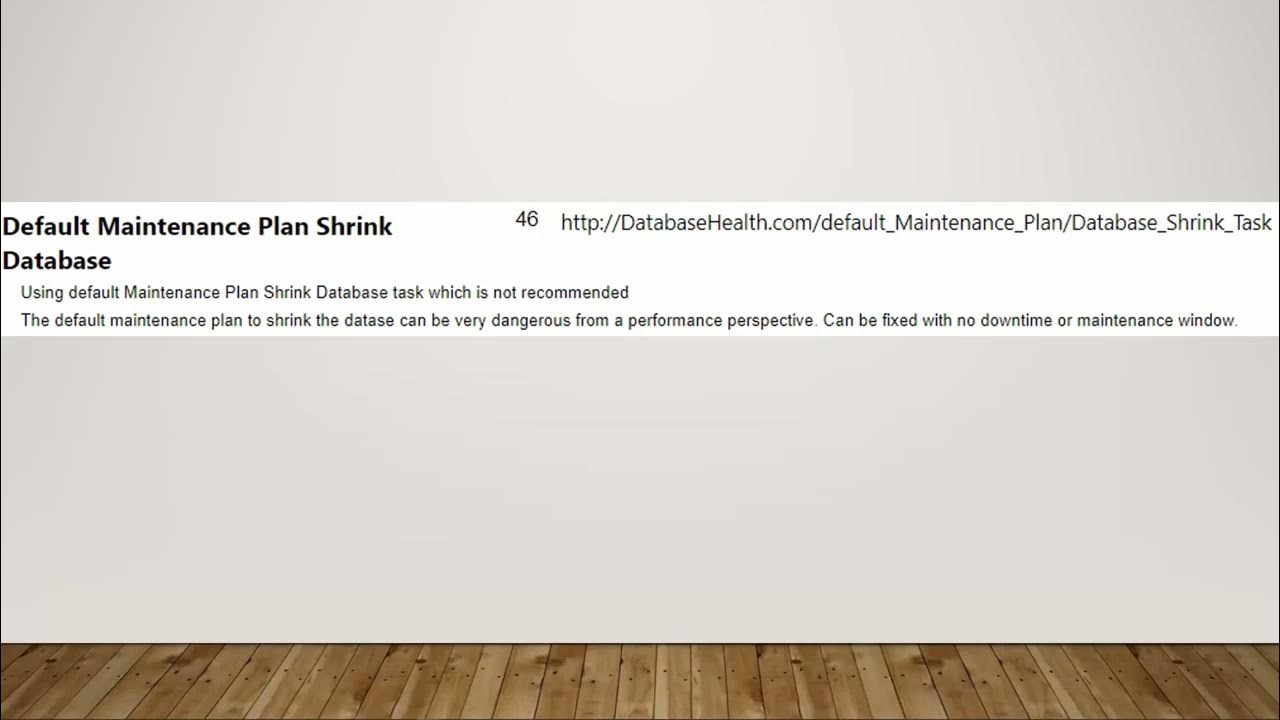 DatabaseHealth's tweet card. Default Maintenance Plan Shrink Database