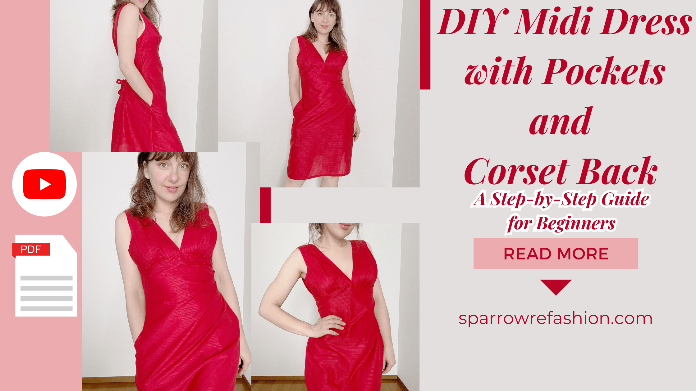 Sparrowrefashi1's tweet card. Learn how to sew a stunning midi dress with side pockets and corset back in this easy tutorial. Plus, get a free PDF printable pattern to download and print at home.