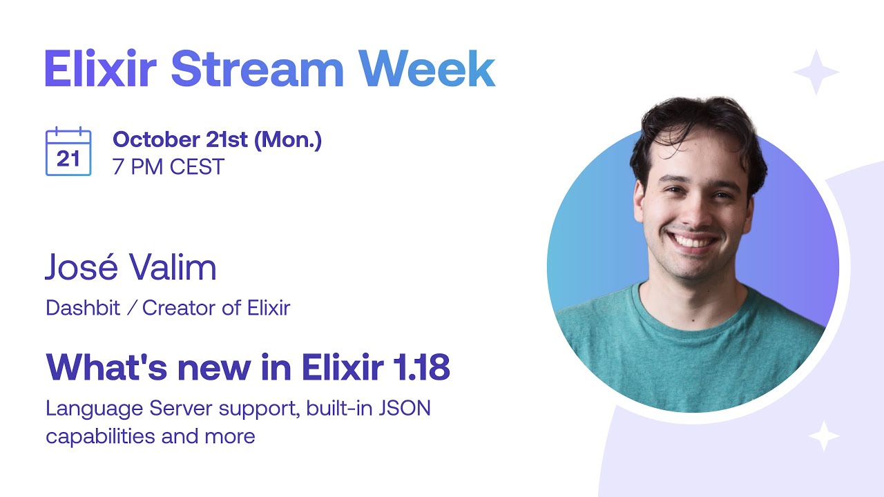 coder_bob's tweet card. José Valim – What's new in Elixir 1.18 (part 2) | Elixir Stream Week