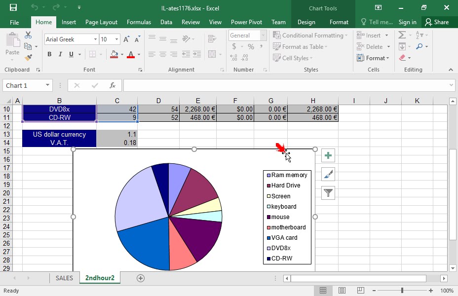 excel_2016_en's tweet card. Copy the active chart to the SALES worksheet.