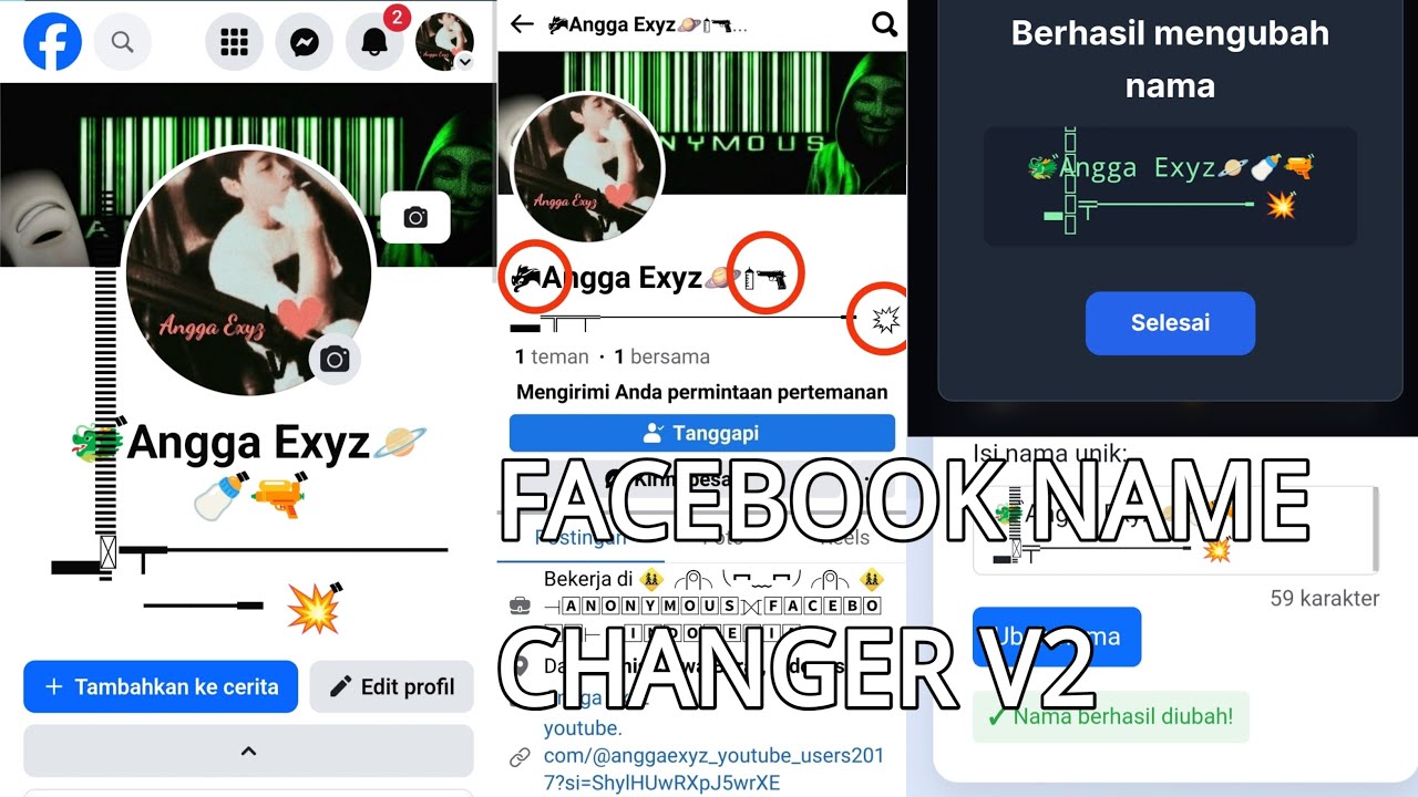 anggaexyz's tweet card. Cara mengubah nama facebook di V2 | Rakitan font fb timbul berupa...