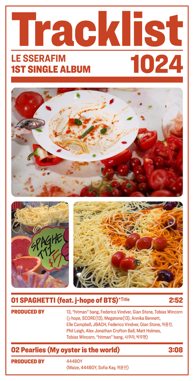 SOURCEMUSIC's tweet card. “이빨 사이 낀 SPAGHETTI” 르세라핌, 신선&독특 가사로 컴백