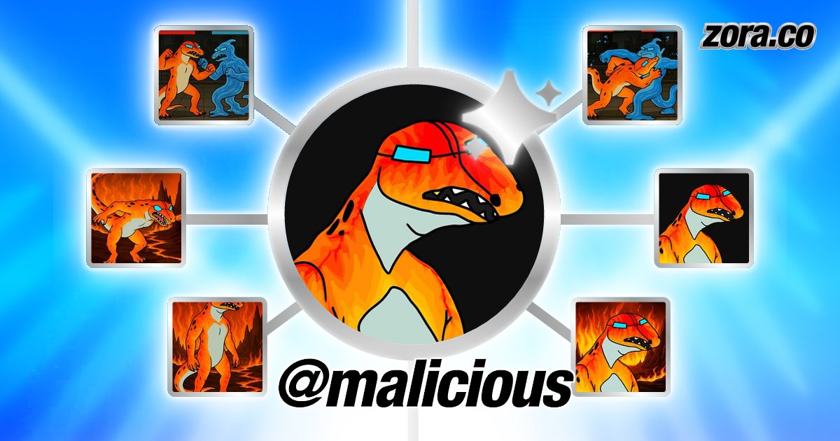 Maliciousalgo's tweet card. malicious is on Zora.