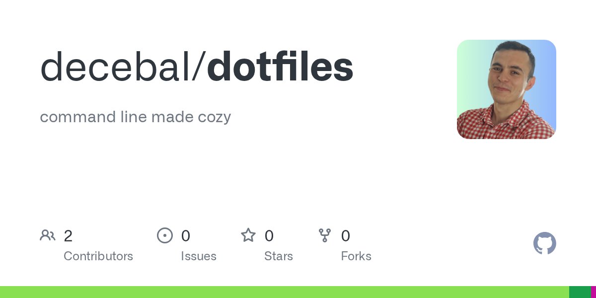ddonprogramming's tweet card. command line made cozy. Contribute to decebal/dotfiles development by creating an account on GitHub.