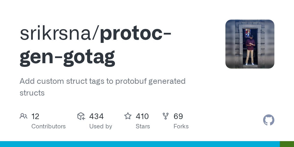 gophersmx's tweet card. Add custom struct tags to protobuf generated structs - srikrsna/protoc-gen-gotag