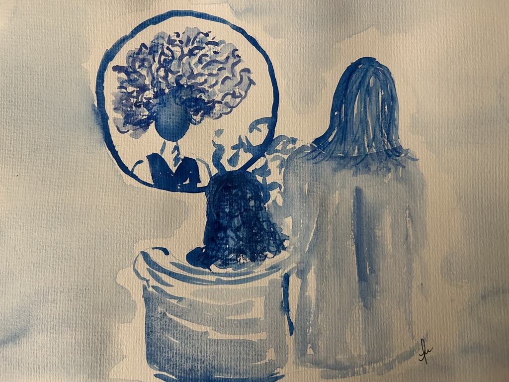 GhostParachute's tweet card. I snip my fingers, and they land on the hair of the client sitting in front of me, and then they decide to pirouette across her scalp and arabesque along her hairline, so I coo come back, but the...