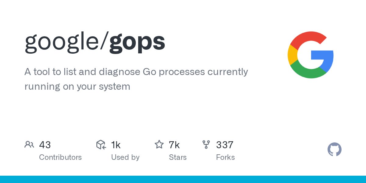 GolangRepos's tweet card. A tool to list and diagnose Go processes currently running on your system - google/gops