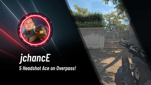 jchancEcsgo's tweet card. 5 Headshot Ace on Overpass!