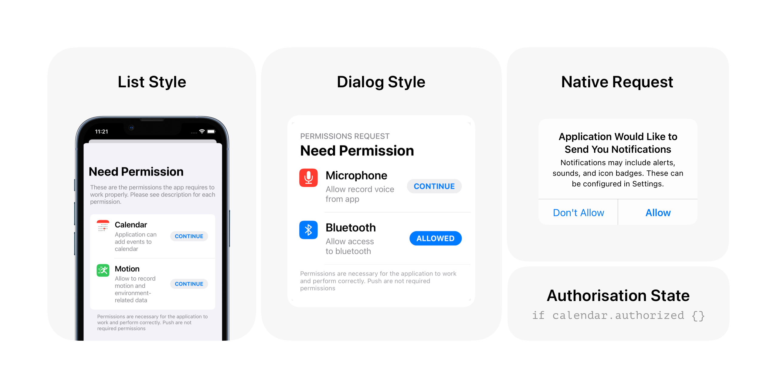 swiftgit's tweet card. Universal API for request permission and get its statuses. - sparrowcode/PermissionsKit