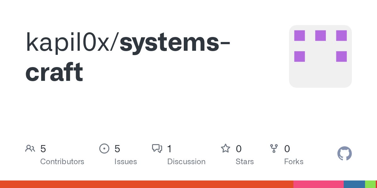 JnKapil's tweet card. Contribute to kapil0x/systems-craft development by creating an account on GitHub.