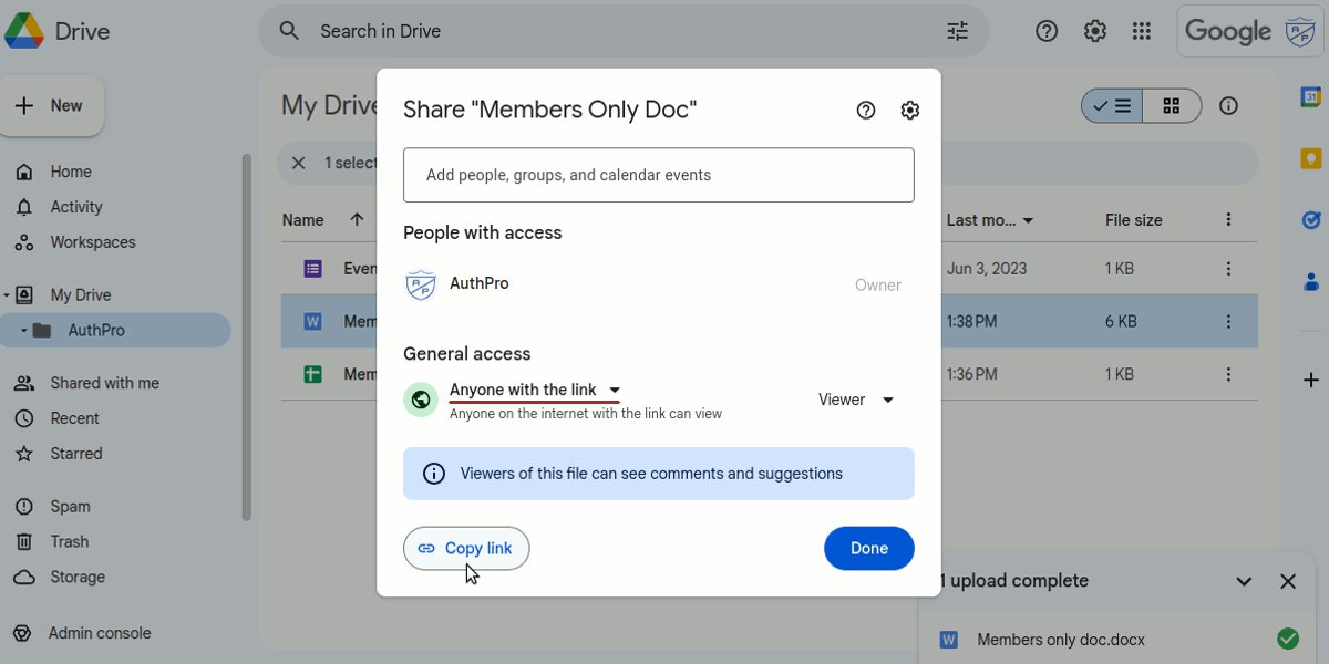 AuthProService's tweet card. How to embed documents or other website pages for members only on Google Sites