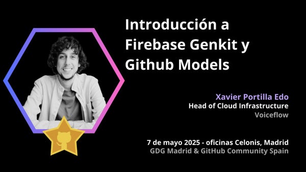 GithubCommSpain's tweet card. ¡Hola de nuevo! Os queremos invitar a otro evento presencial con nuestro amigo y GitHub Star, **Xavi Portilla**, en colaboración con **GDG Madrid**. **Introducción a Fireb