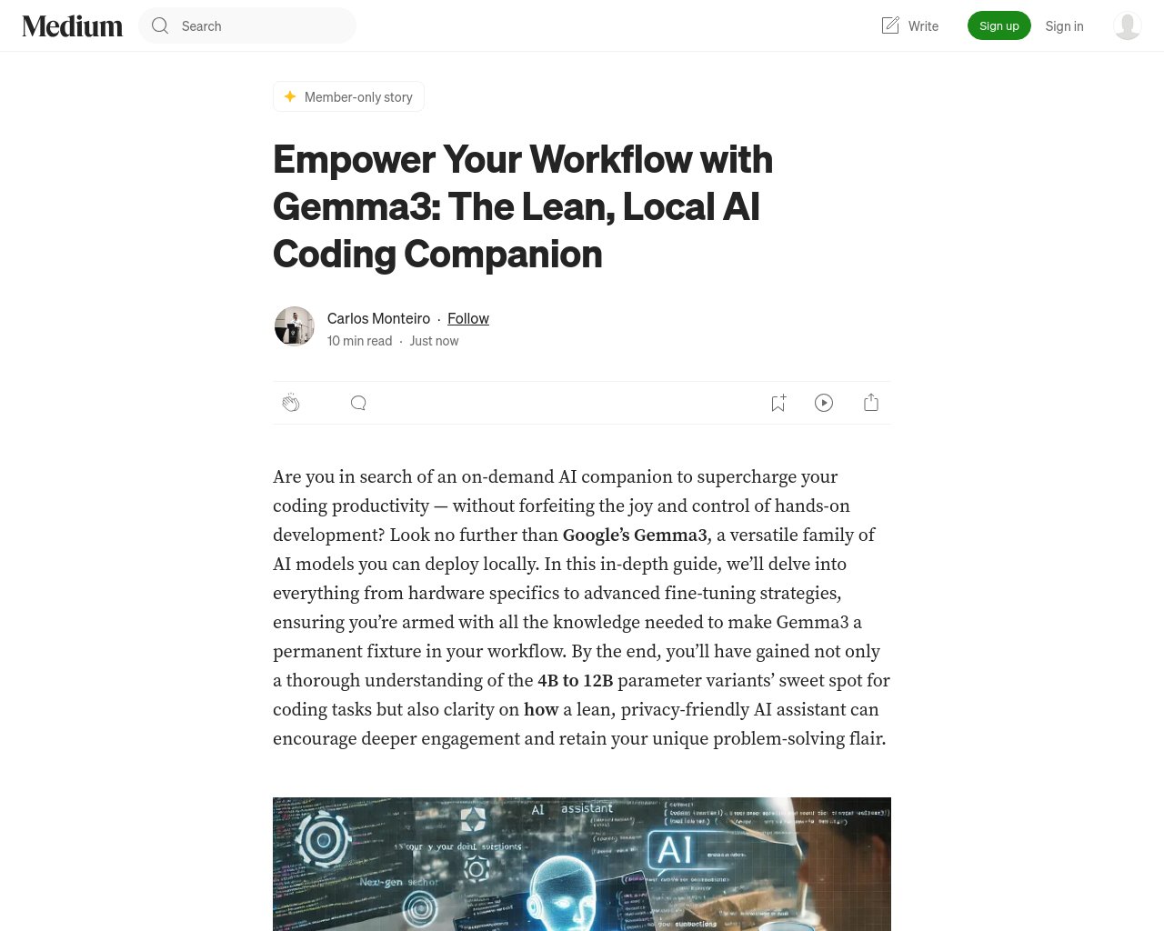 managetech_inc's tweet card. GoogleのGemma3は、コーディングの生産性を向上させるオンデマンドAIコンパニオンであり、ローカルに展