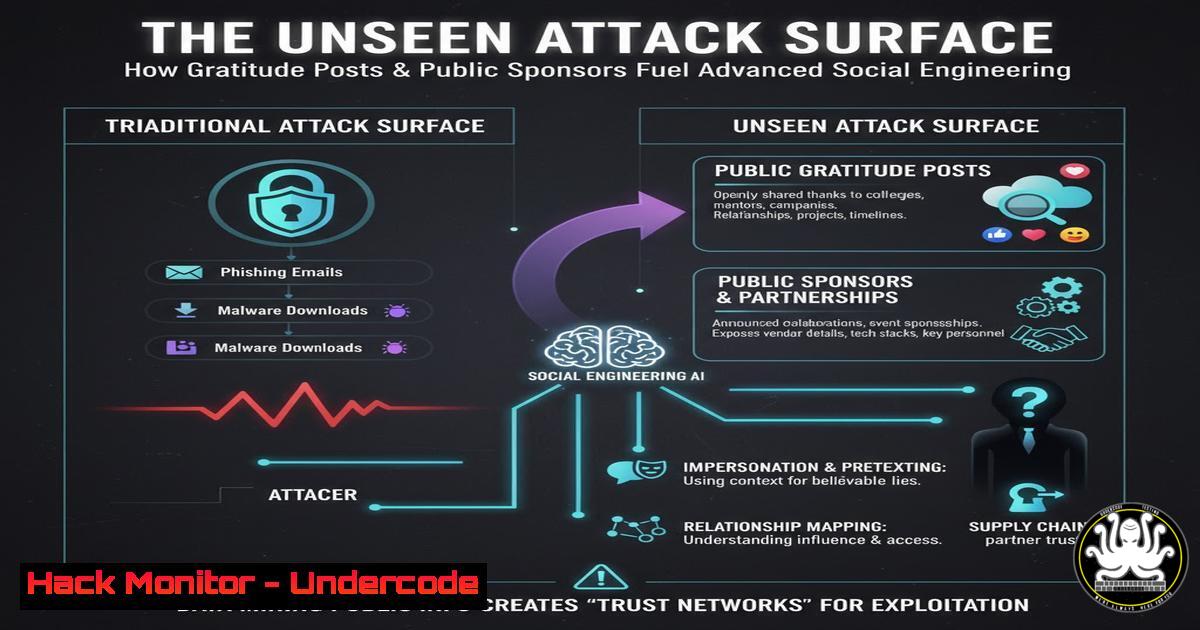 UndercodeUpdate's tweet card. The Unseen Attack Surface: How Gratitude Posts and Public Sponsors Fuel Advanced Social Engineering - "Undercode Testing": Monitor hackers like a pro. Get
