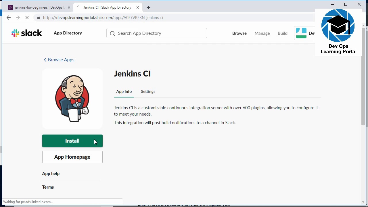 devopslearning1's tweet card. Jenkins Slack Notifications