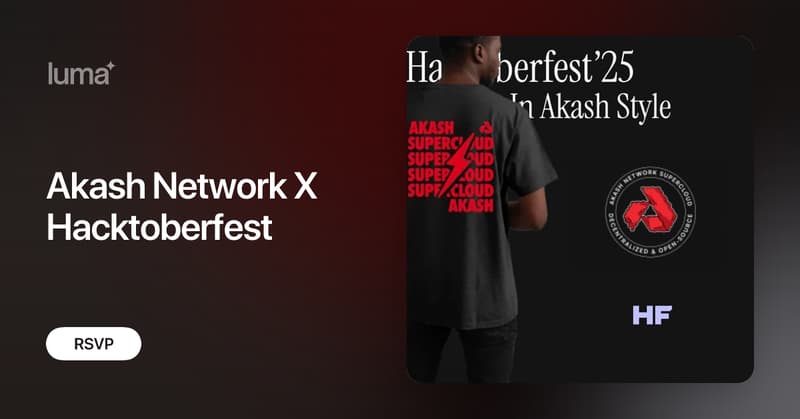 AdamDeanWozney's tweet card. Akash Network Hacktoberfest 2025 Registration 🌶️ Get ready to build, break, and win! For the first time ever, Akash Network is going big for Hacktoberfest…
