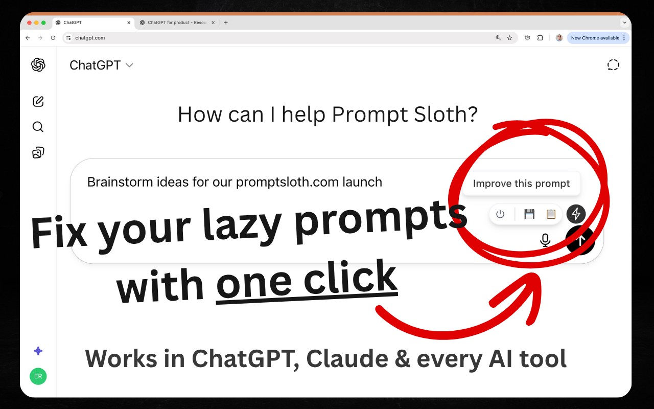 VibeCodingList's tweet card. Chrome extension that turns lazy prompts into pro-level instructions. Better outputs from ChatGPT, Claude, and every AI tool you use.