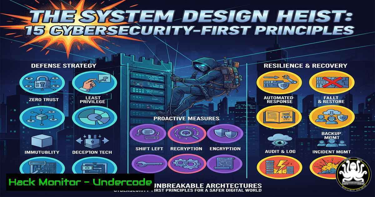 UndercodeUpdate's tweet card. The System Design Heist: 15 Cybersecurity-First Principles for Unbreakable Architectures - "Undercode Testing": Monitor hackers like a pro. Get real-time