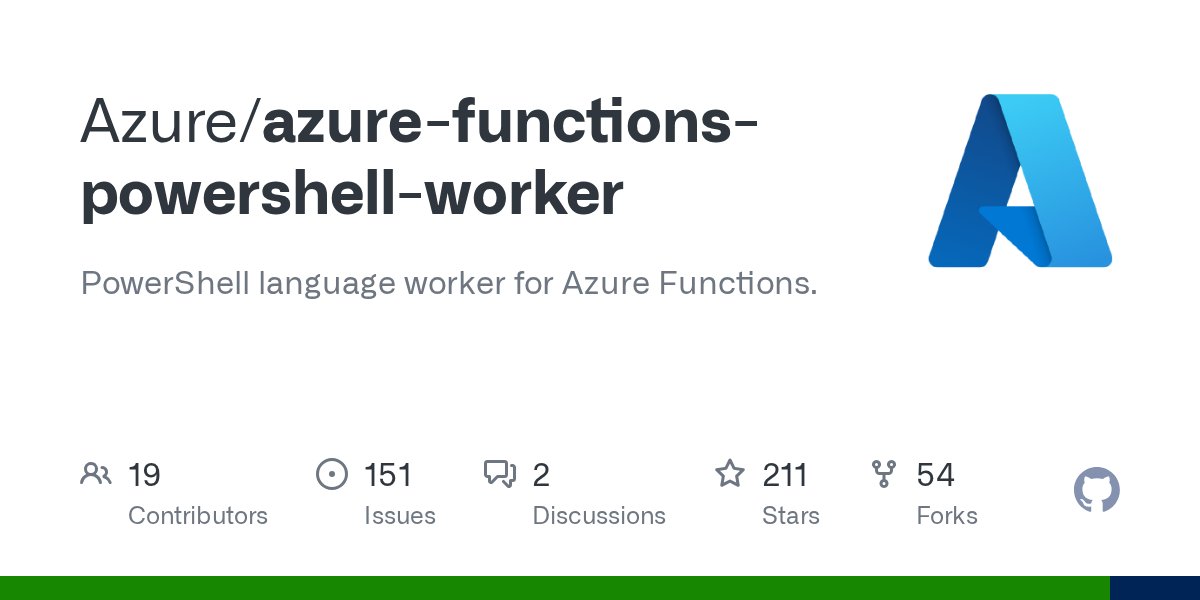 AzureFunctions's tweet card. PowerShell language worker for Azure Functions. Contribute to Azure/azure-functions-powershell-worker development by creating an account on GitHub.