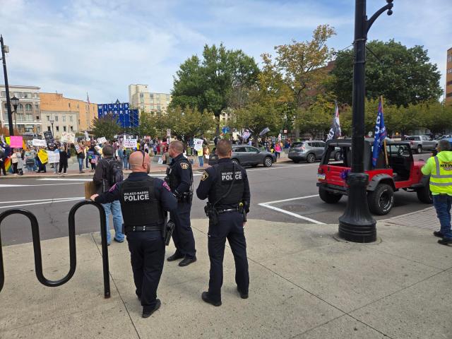 cvmikebuffer's tweet card. City police arrested a man who flashed a gun to people protesting President Donald Trump’s administration at Saturday’s “No Kings” event on Public Square, eyewitnesses said.