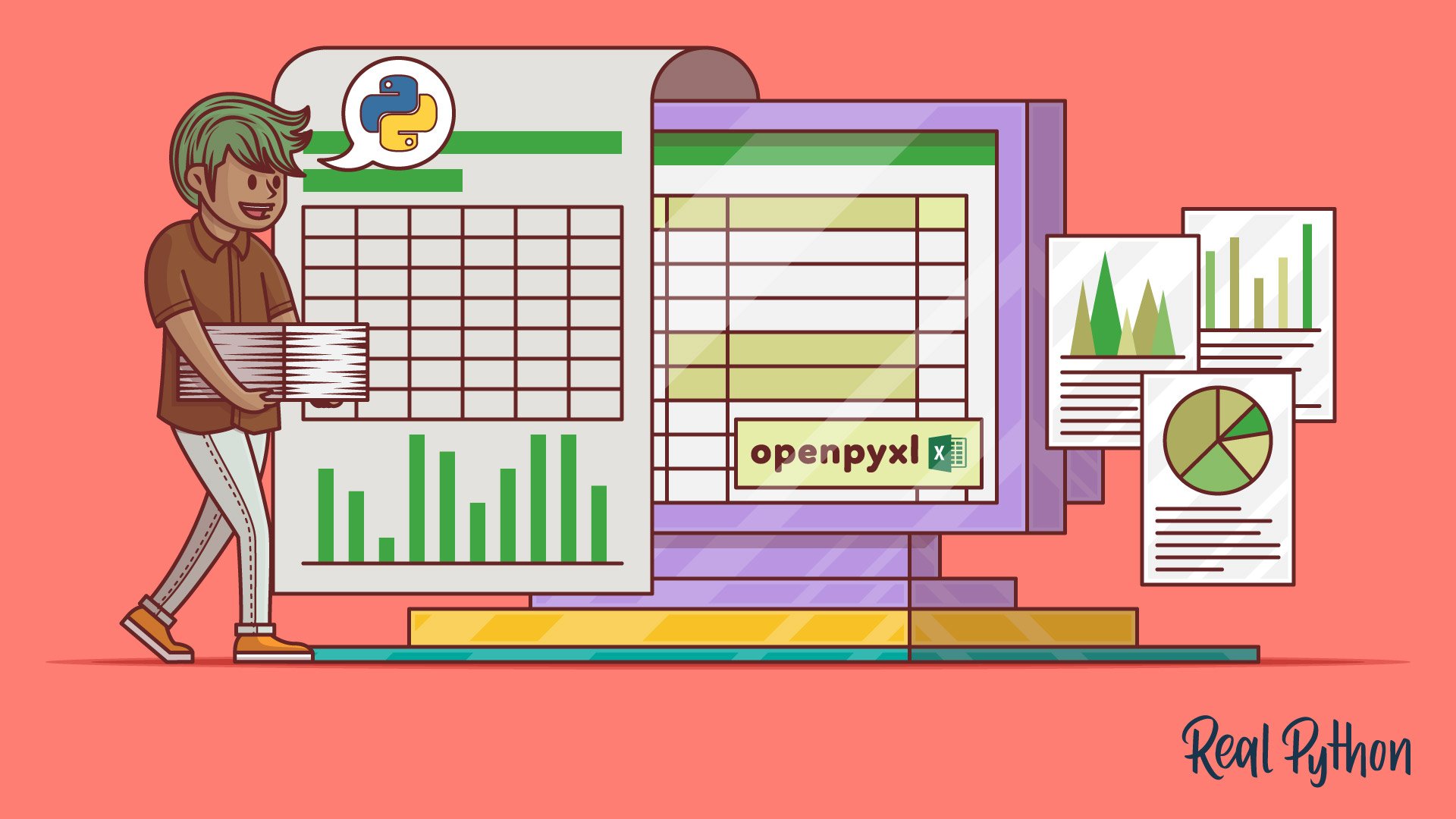 realpython's tweet card. In this step-by-step tutorial, you'll learn how to handle spreadsheets in Python using the openpyxl package. You'll learn how to manipulate Excel spreadsheets, extract information from spreadsheets,...