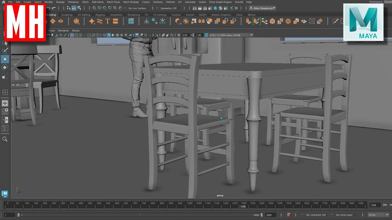 MHTutorials's tweet card. Maya tutorial : Furniture modeling series Part 8 - Kitchen chairs