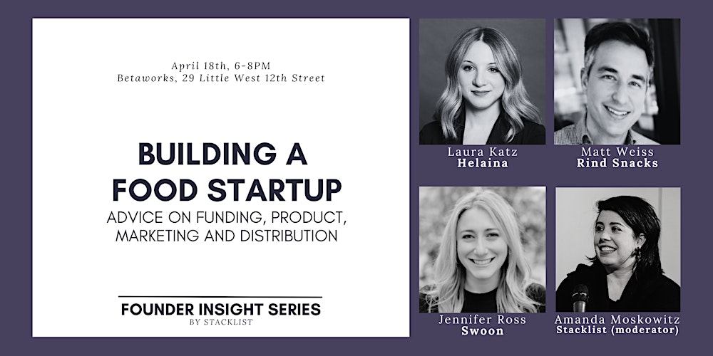 theStacklist's tweet card. A fantastic panel discussion & networking event for F&B entrepreneurs. We'll talk trends, insights & advice on building a food startup,