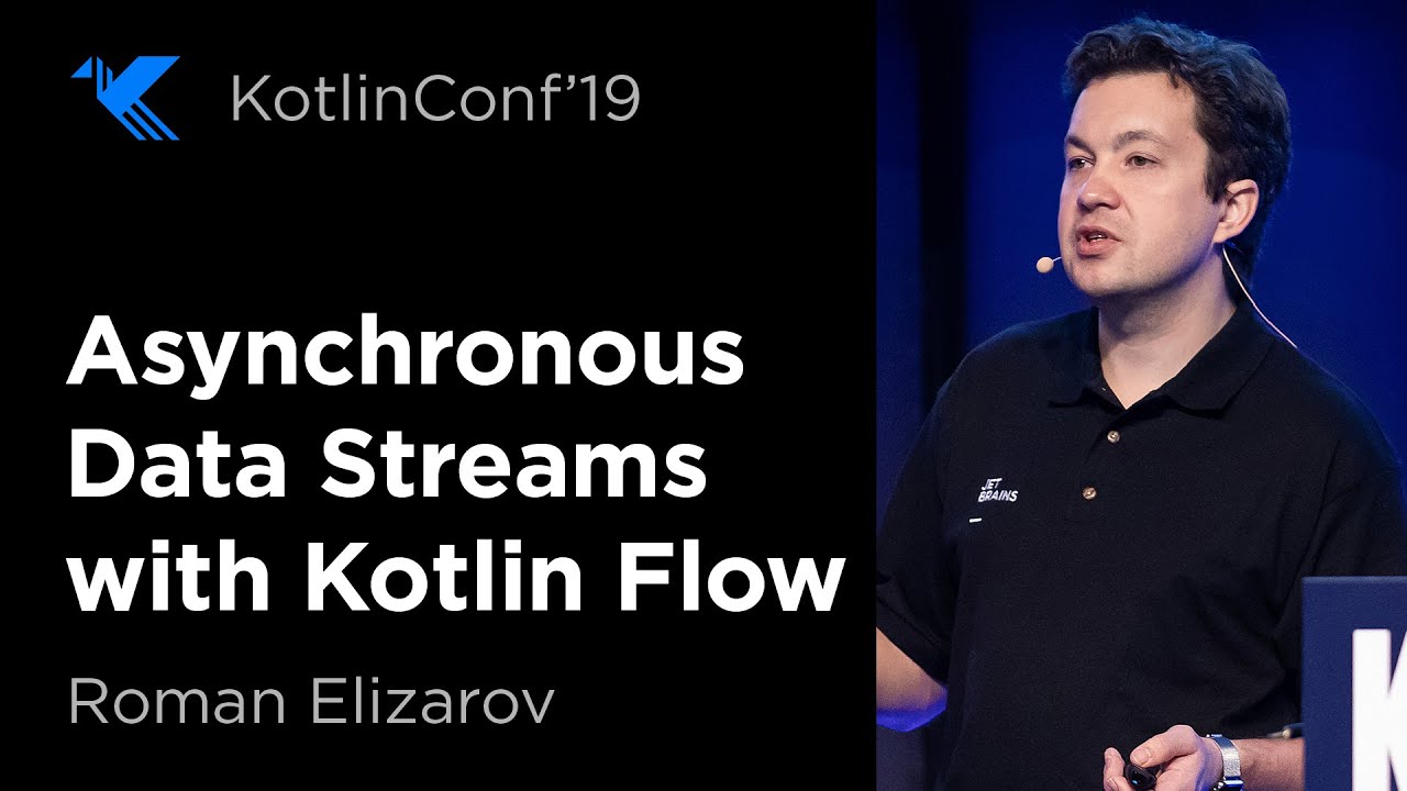 relizarov's tweet card. KotlinConf 2019: Asynchronous Data Streams with Kotlin Flow by Roman...