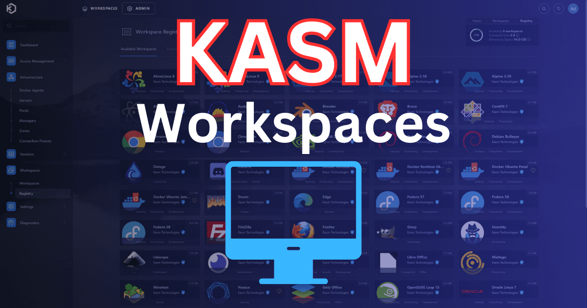 vspinmaster's tweet card. Discover Kasm Workspaces: the ultimate solution for streaming Docker containers, VDI desktops and secure browsers for home lab and production