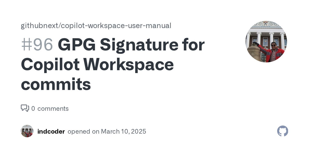 augvcor's tweet card. Hi, My usual workflow for UX heavy tasks using Copilot Workspace is to create a draft PR and continue and refine the UX on my workstation. While I can codesign my workstation commits on workstation...