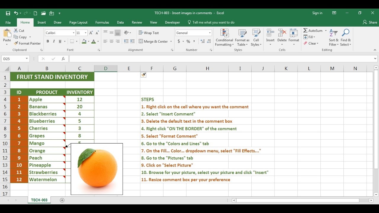excelchallenge's tweet card. TECH-003 - Insert images in comments in Excel