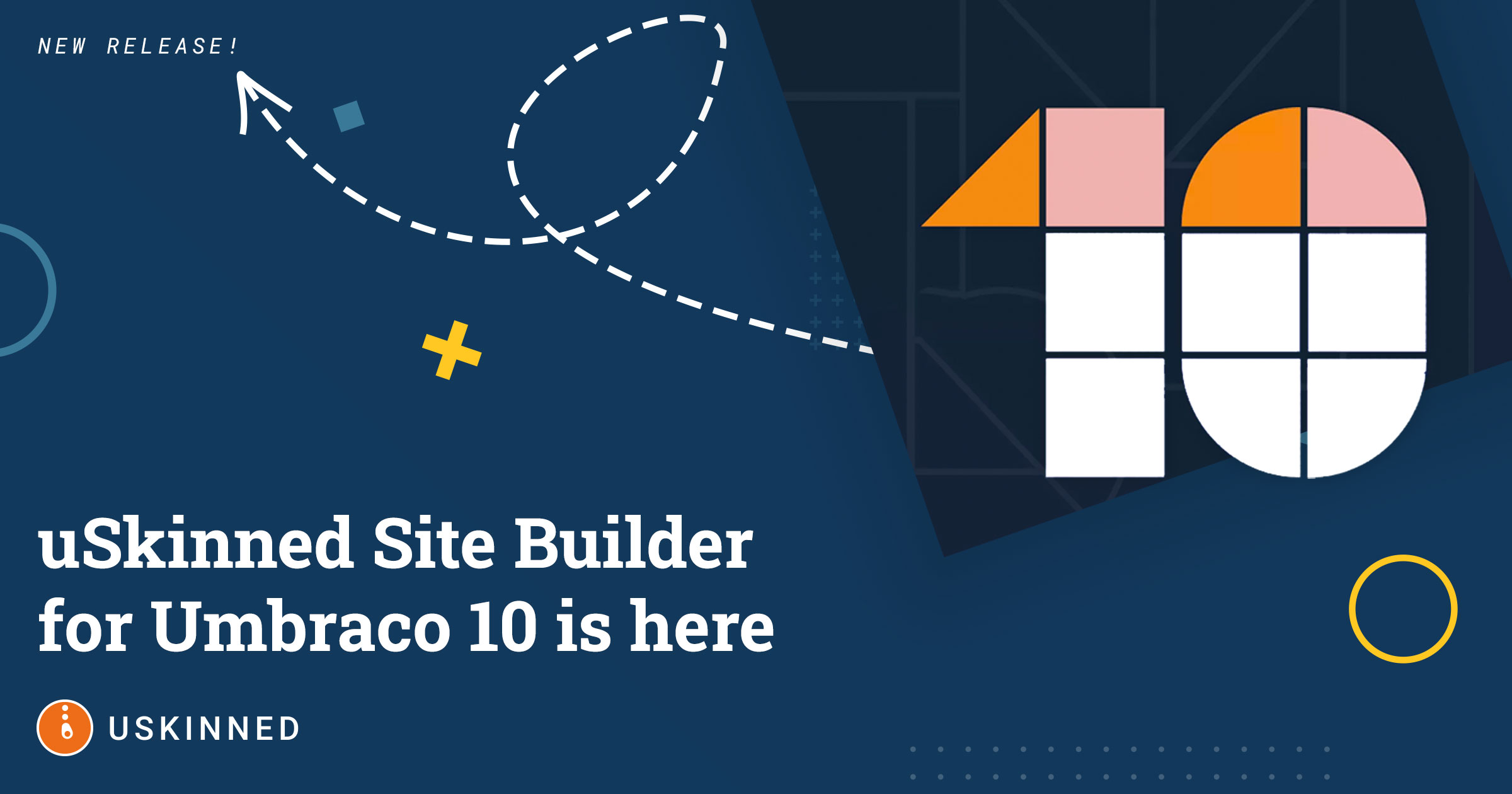 uskinned's tweet card. uSkinned Site Builder version 3 for Umbraco 10 is here — download it today.