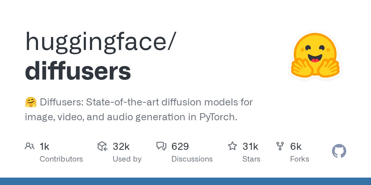 diffuserslib's tweet card. 🤗 Diffusers: State-of-the-art diffusion models for image, video, and audio generation in PyTorch. - huggingface/diffusers