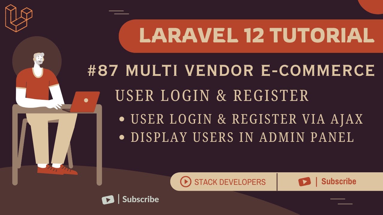 stacdevelopers's tweet card. Laravel 12 Tutorial #87 | User Login & Register via Ajax | Display...