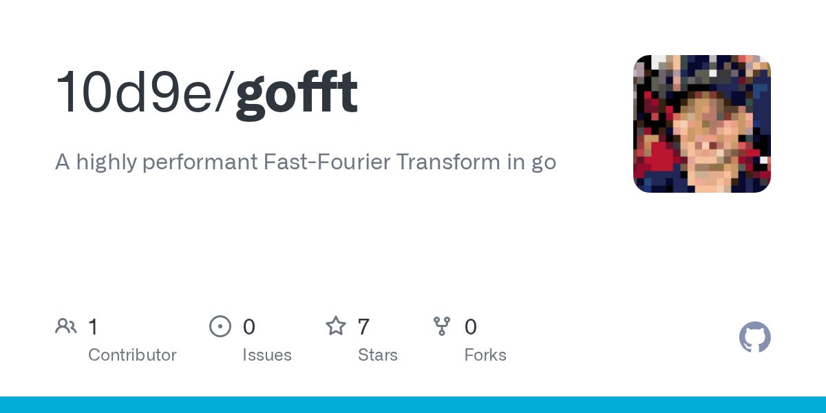 golangch's tweet card. A highly performant Fast-Fourier Transform in go. Contribute to 10d9e/gofft development by creating an account on GitHub.