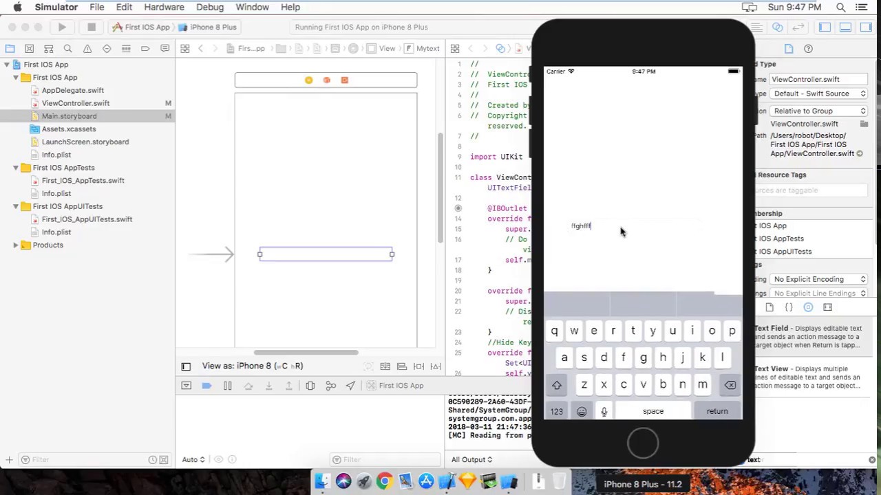 techwithrobot's tweet card. How to hide keyboard in IOS Xcode 9.2