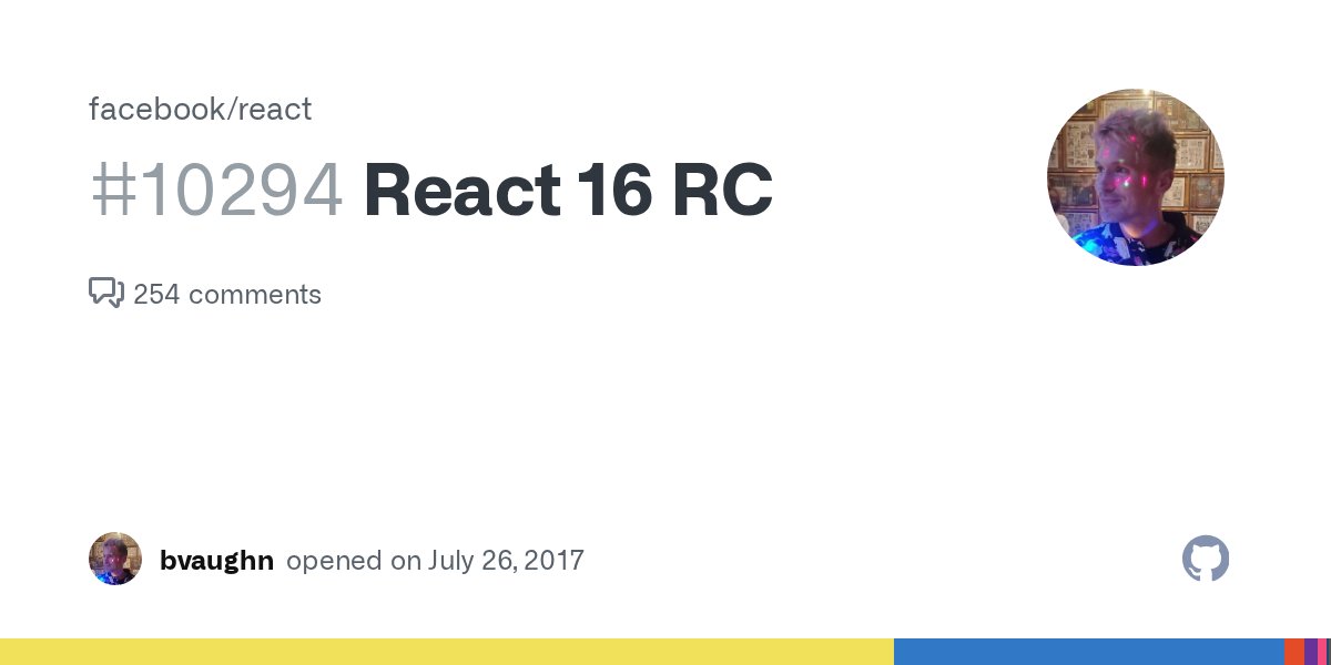 reactjs's tweet card. The third React 16 RC is now available for public testing. 🎉 Installation Instructions The RC has been published to NPM with the tag "next". Regular NPM installs will continue to use the ...