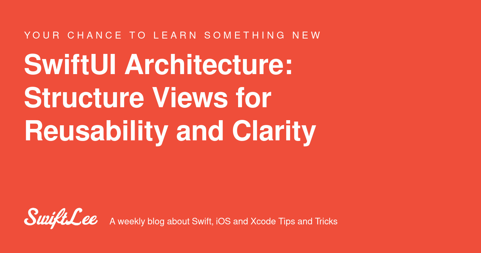 twannl's tweet card. As your SwiftUI projects grow, the need for a better SwiftUI architecture grows, as it’s easy for view bodies to become very long. You start with a simple screen, and before you realize it, your body...