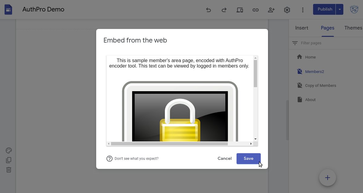 AuthProService's tweet card. Guide on how to protect content on your Google Sites website for authorized members only