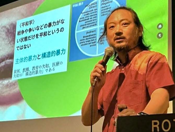 future_code's tweet card. 先日山形、寒河江ロータリークラブ様の例会にて、代表の大類が講演で登壇させていただきましたいつもながらの最新の活動報告に加えて、人道支援とはなにか。平和構築とは…
