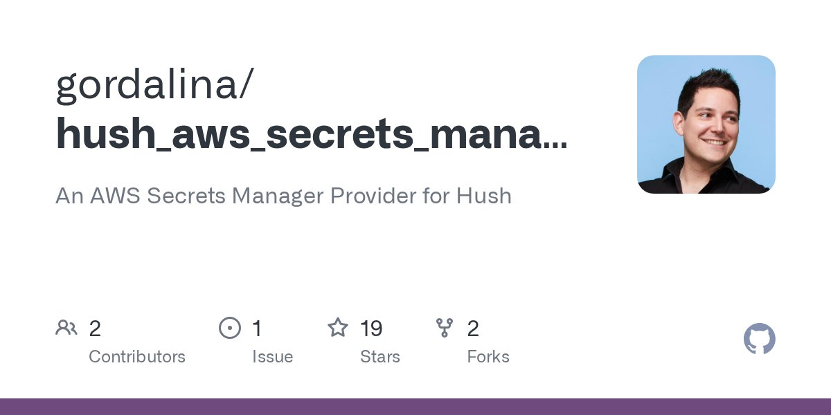 awesome_elixir's tweet card. An AWS Secrets Manager Provider for Hush. Contribute to gordalina/hush_aws_secrets_manager development by creating an account on GitHub.