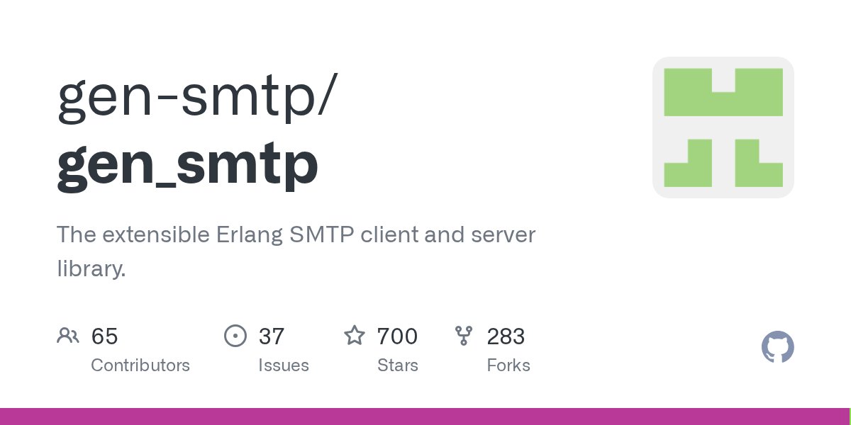 awesome_elixir's tweet card. The extensible Erlang SMTP client and server library. - gen-smtp/gen_smtp