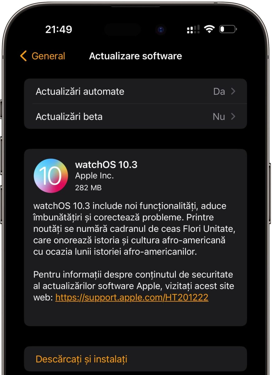 iTutorialro's tweet card. watchOS 10.3 a fost lansat luni seară pentru utilizatorii de Apple Watch. Aceasta este cea de-a treia actualizare importantă adusă watchOS