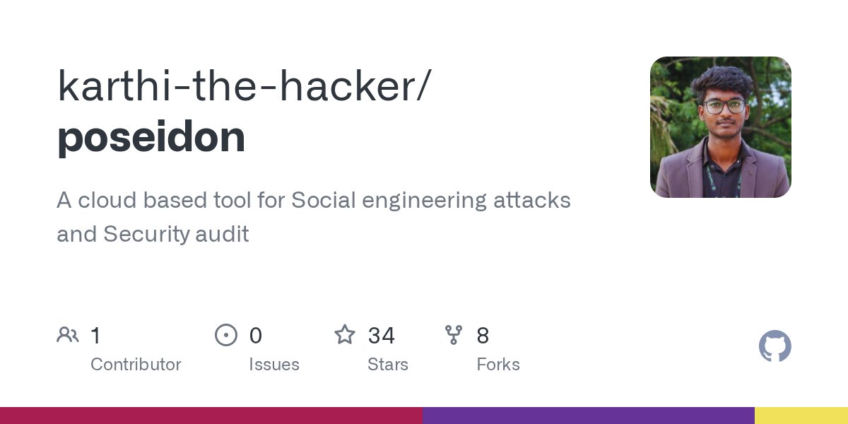 karthithehacker's tweet card. A cloud based tool for Social engineering attacks and Security audit - karthi-the-hacker/poseidon