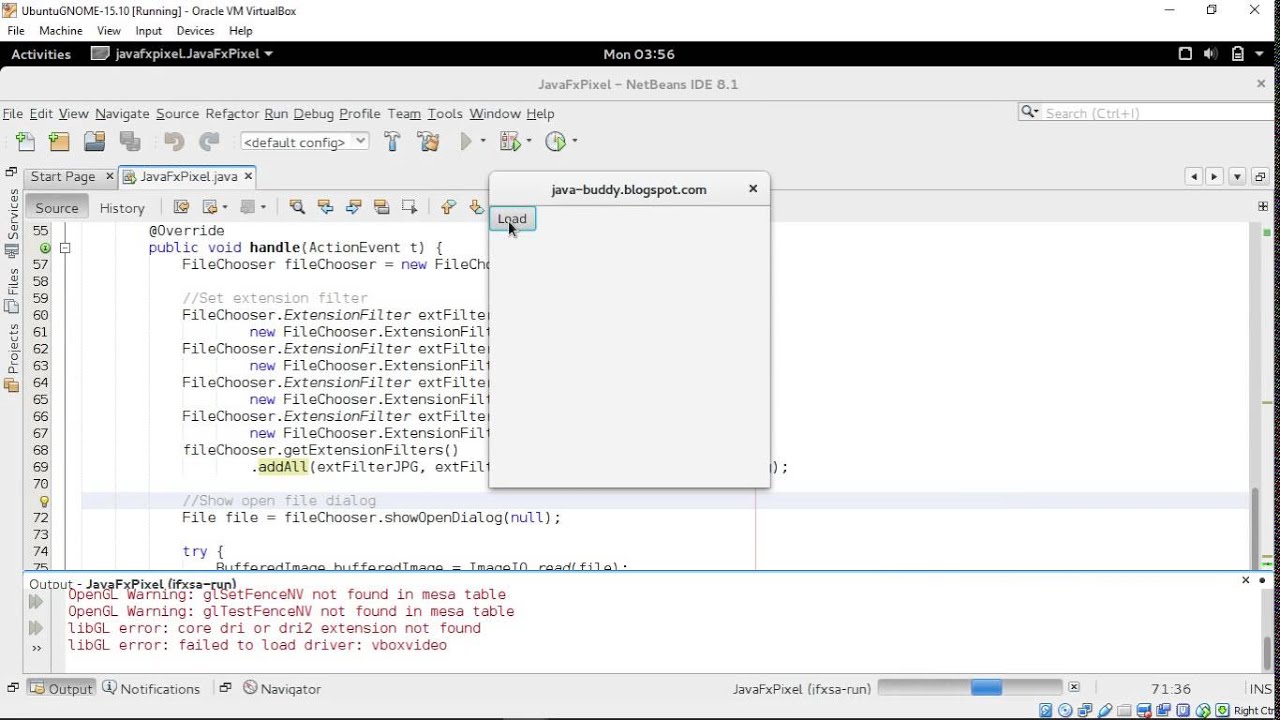 Java_Buddy's tweet card. JavaFX FileChooser to open image file, and display on ImageView, run...