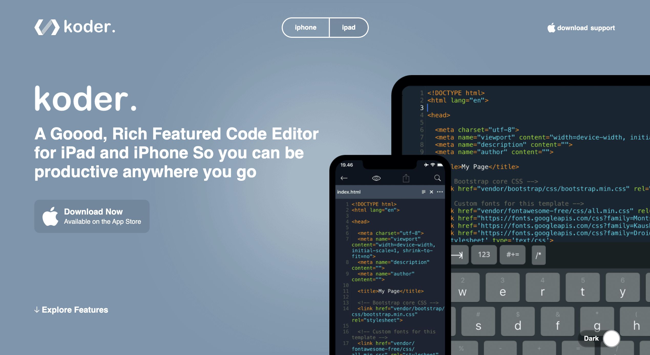 koderapp's tweet card. Koder - Code Editor for iPad and iPhone